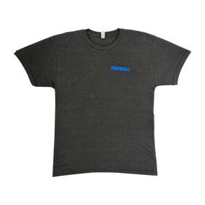 Front view of Fatsac Tee Shirt Blue Slam It! with blue logo on left chest.