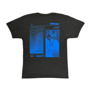 Back view of Fatsac Tee Shirt Blue Slam It! with blue wake graphic and “Slam It!” text.