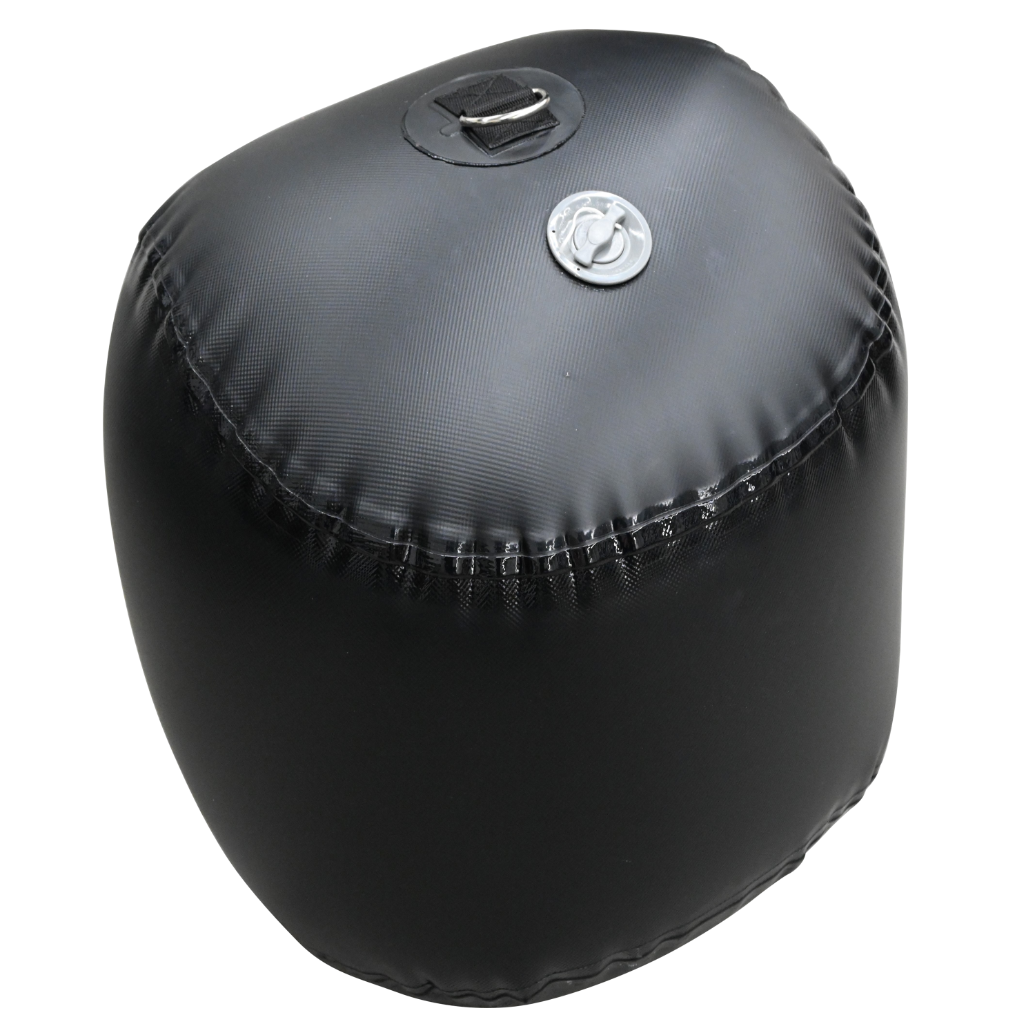 Fatsac black cube with valve, logo & heavy-duty dock line attachment.
