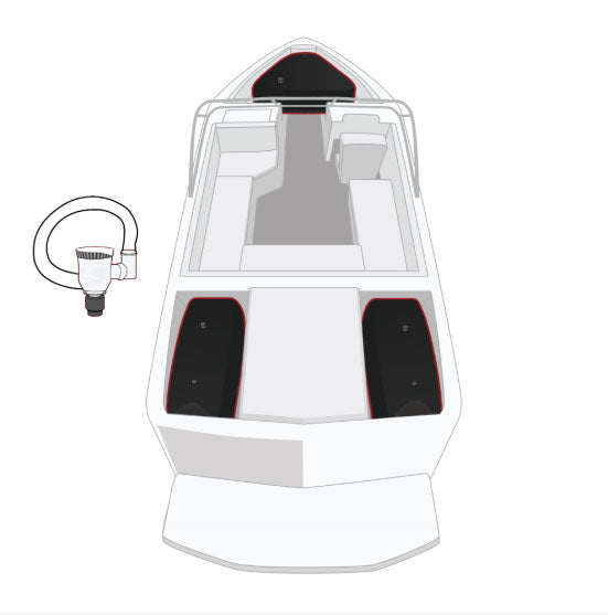 Illustration of a small motorboat with a detached motor beside it.