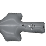 Gray inflatable bow arrow sac with text, logo, and AXIS WAKE PNP markings.