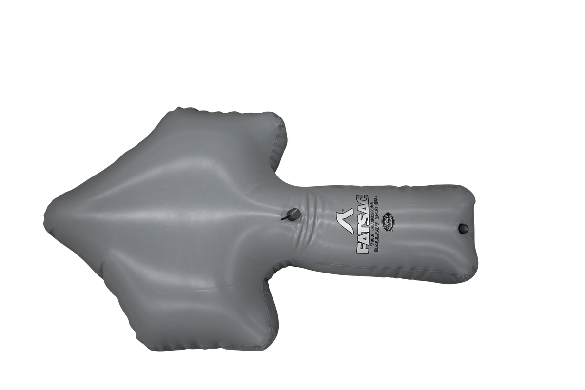 Gray inflatable bow arrow sac with text, logo, and AXIS WAKE PNP markings.