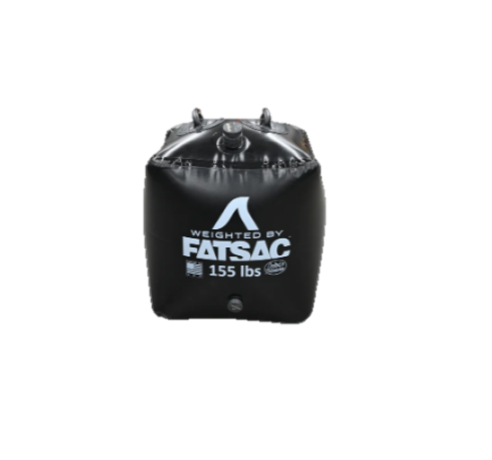 Front view of the Fat Brick Ballast Bag in black with white FATSAC logo on side.