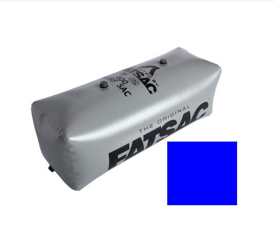 Grey large fatSac ballast bag with black logos and a blue square.